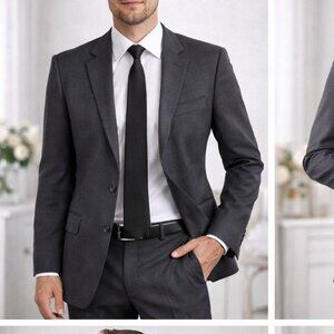 Awearness Kenneth Cole Slim Fit Blazer 38R Charcoal Suit Jacket